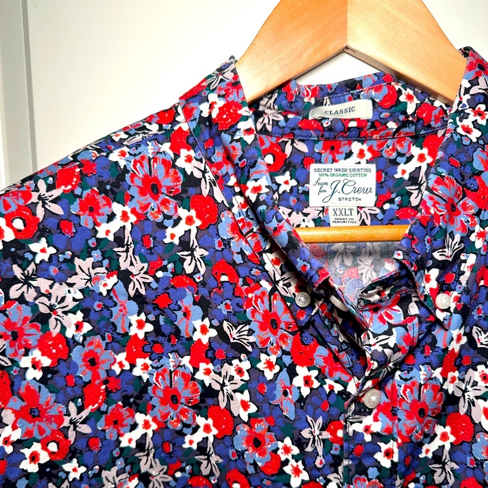 JCREW - Men’s Floral Button Down Shirt, Size 2XL Tall